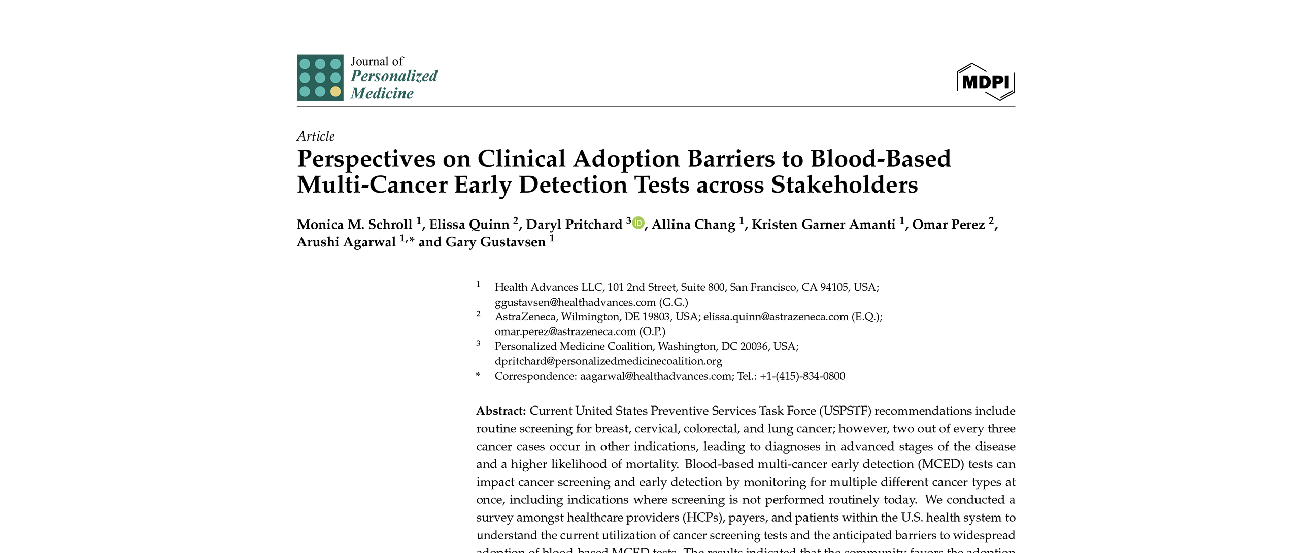 Perspectives on Clinical Adoption Barriers to Blood-Based Multi-Cancer Early Detection Tests across Stakeholders