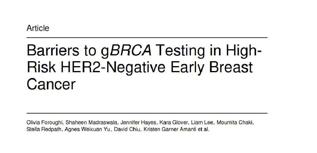 Barriers to gBRCA Testing in High-Risk HER2-Negative Early Breast Cancer